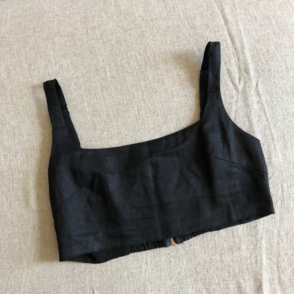 DISSH Penny Black Linen Crop Top - NWOT